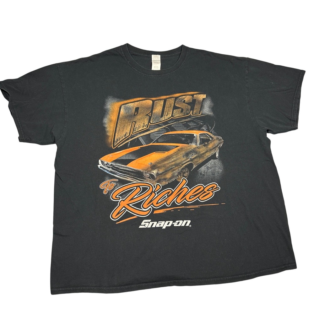 Snap-on Tools Rust To Riches Muscle Car Graphic T-Shirt Mens 2XL Black Gildan